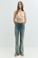 Slim Flare Fit Vintage Açık İndigo Kadın Jean Pantolon