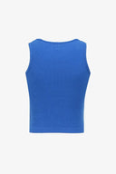 Slim Crop Fit Basic Kaşkorse Mavi Kadın Crop Top