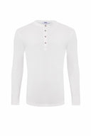 Slim Fit Uzun Kollu Yarım Pat Beyaz Erkek T-Shirt