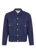 Relaxed Fit Klasik Piliseli Koyu İndigo Rinse Erkek Jean Ceket