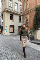 Slim Fit Mini Boy Kahverengi Etek
