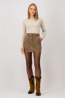 Slim Fit Mini Boy Kahverengi Etek