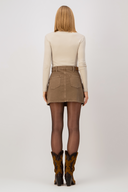 Slim Fit Mini Boy Kahverengi Etek
