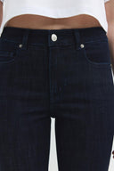Slim Flare Long Fit Rinse Koyu İndigo Kadın Jean Pantolon