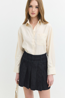 Regular Fit Tencel Krem Kadın Gömlek