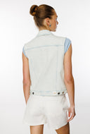 Trucker Slim Crop Fit Açık İndigo Kadın Jean Yelek