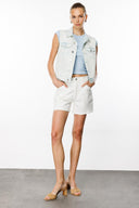 Trucker Slim Crop Fit Açık İndigo Kadın Jean Yelek