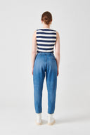 WILMA Slouchy Fit Kesik Detaylı Orta İndigo Kadın Jean Pantolon