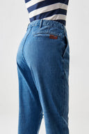 WILMA Slouchy Fit Kesik Detaylı Orta İndigo Kadın Jean Pantolon