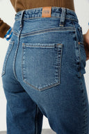 YOLANDA Mom Fit Orta İndigo Kadın Jean Pantalon